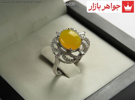 انگشتر نقره عقیق زرد طرح خورشید زنانه [شرف الشمس] - 96030